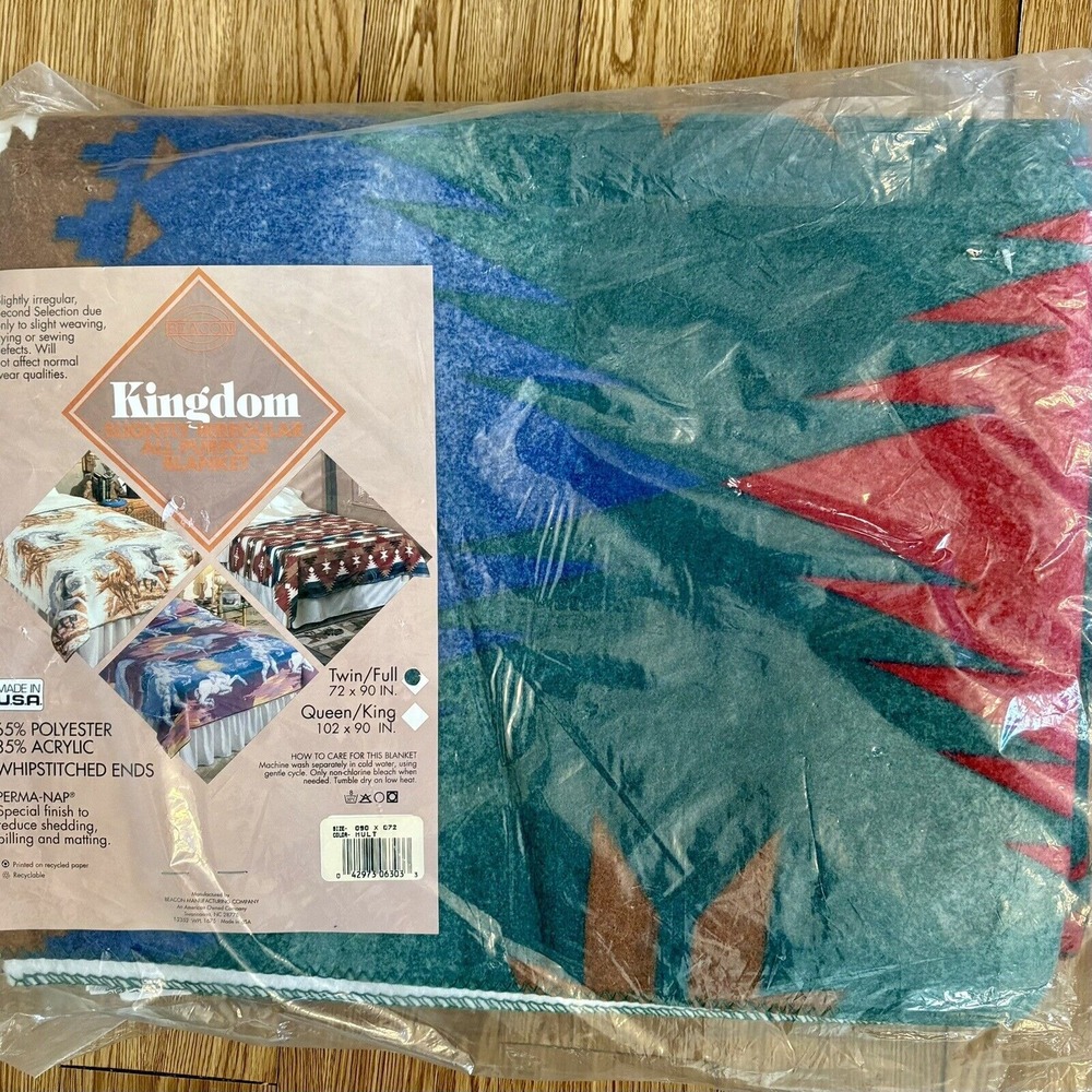 Vintage Kingdom Made in USA Aztec Navajo‎ Twin Full Blanket